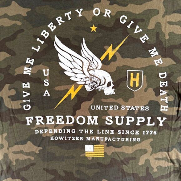 Howitzer Patriot MFG Mens LS Green Camo Shirt Give Me Liberty SZ L USA Tactical - Picture 3 of 15